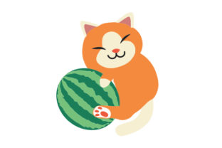 Cat Hugging Watemelon