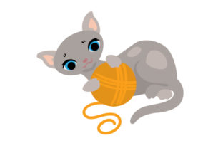 Cat Playing with Yarn
