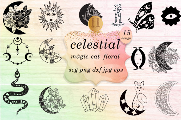 Celestial Moon Floral Svg Bundle