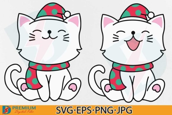 Christmas Cat SVG, Cute Cats Santa Hat