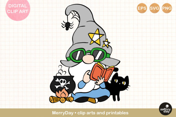 Halloween Witch Gnome Black Cat Svg