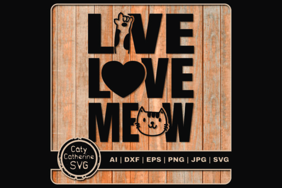 Live Love Meow Paw Heart Pet Cat
