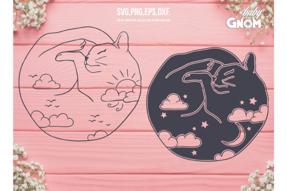 Sleeping Cat Svg, Luna Cat Svg